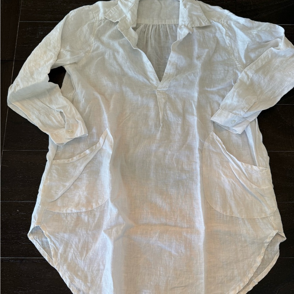 Farmhouse Pottery offWhite Linen Tunic Top coverup size large
